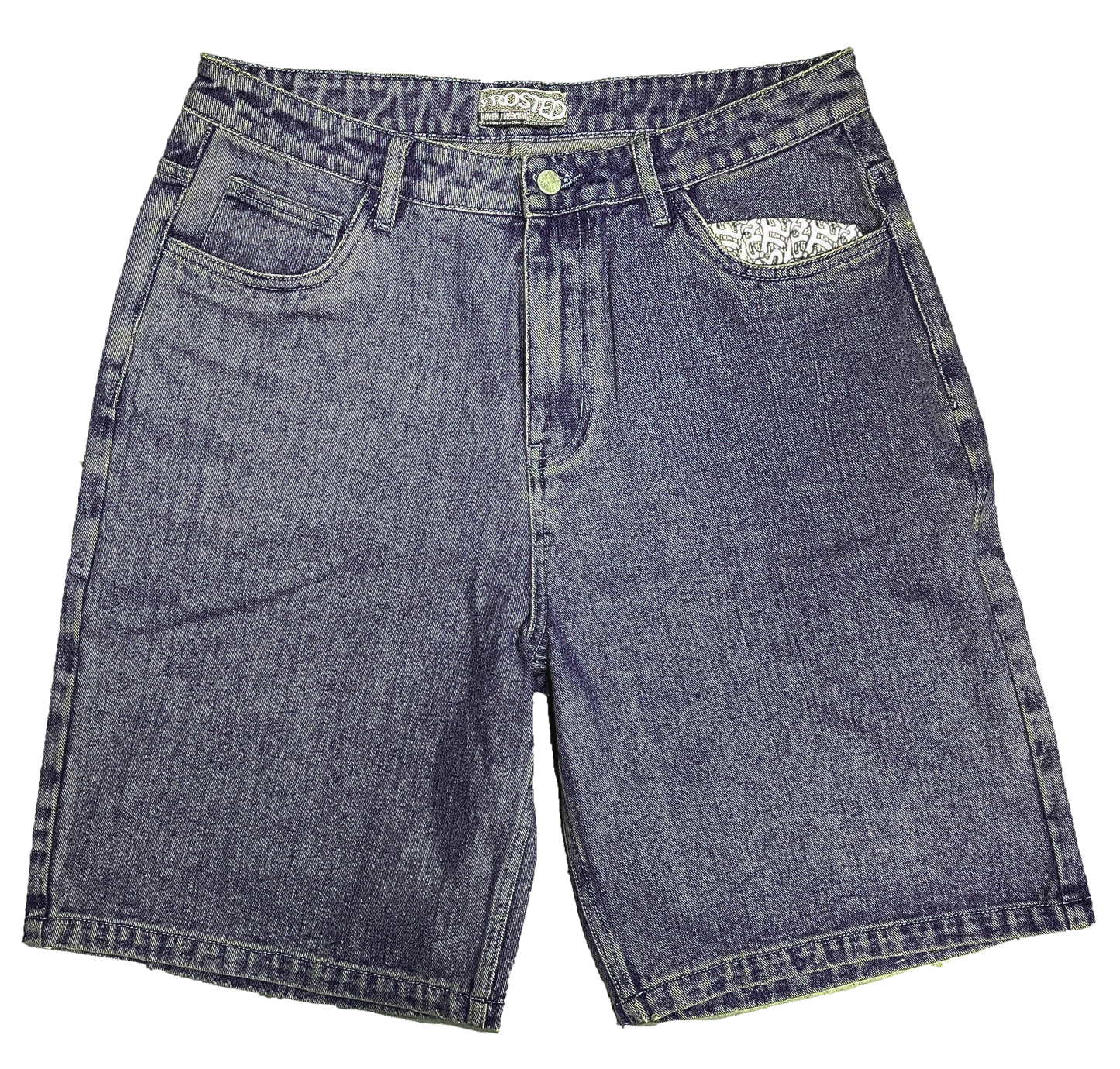 Wavy Jean Shorts Blue Grey