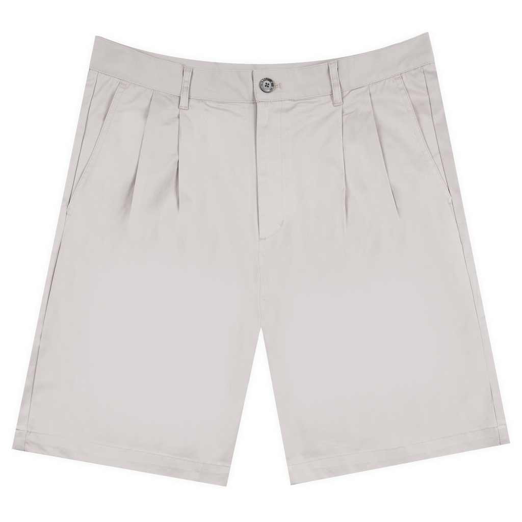 Double Pleated Shorts Light Grey