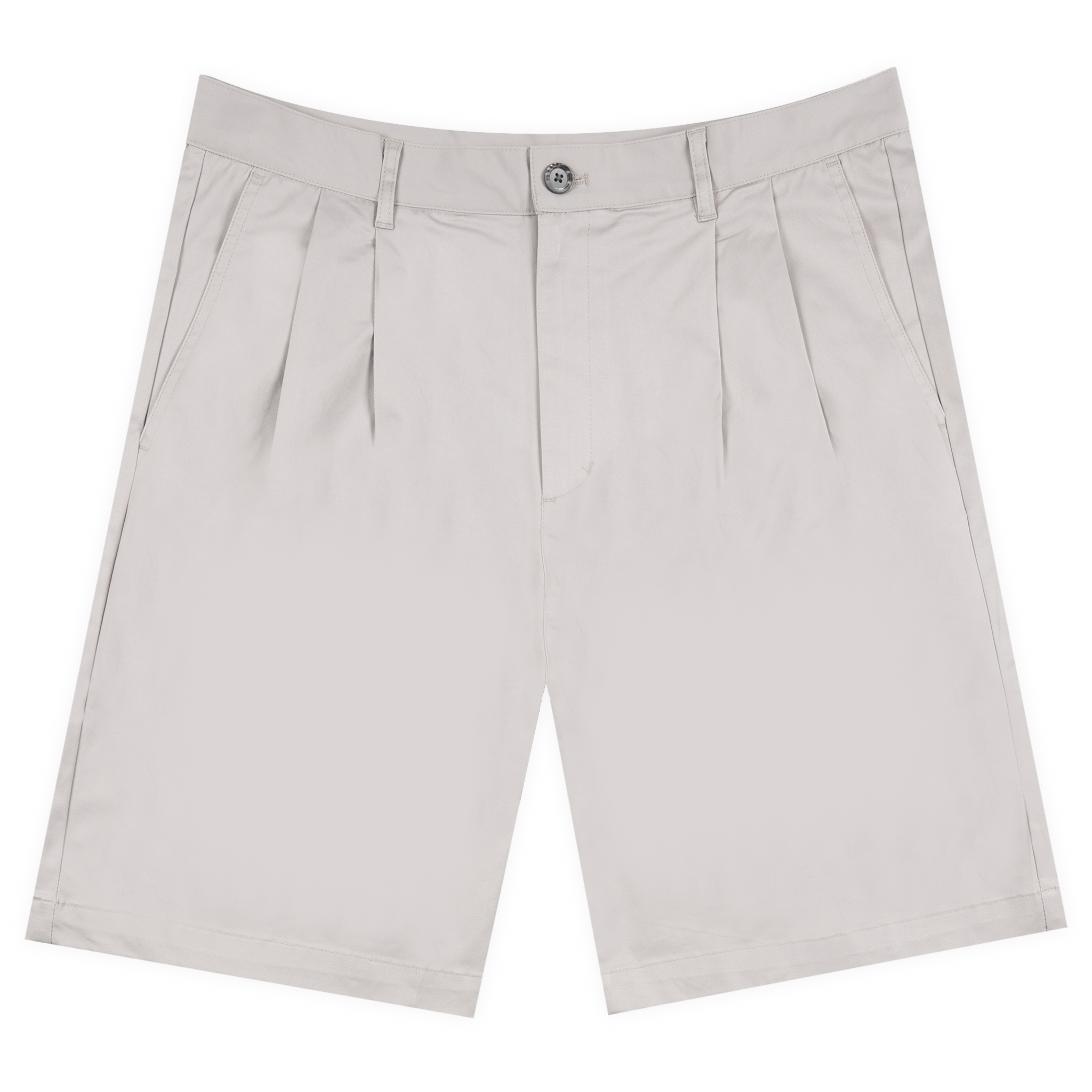Double Pleated Shorts Light Grey