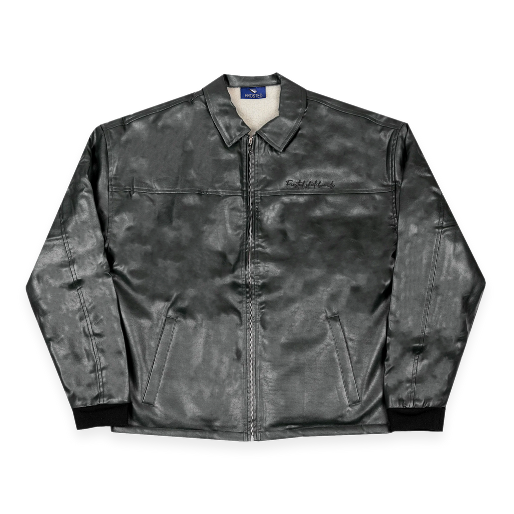 Frosted Leather Jacket Solid Black