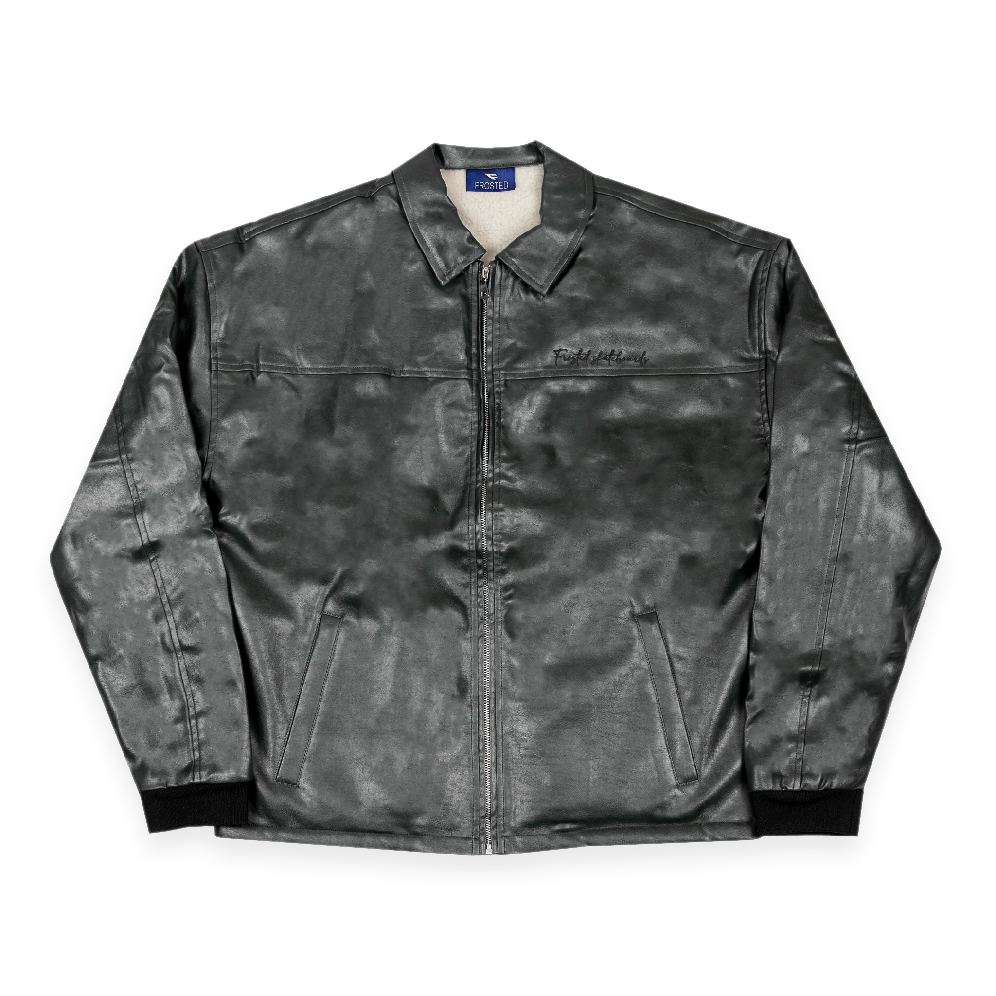 Frosted Leather Jacket Solid Black