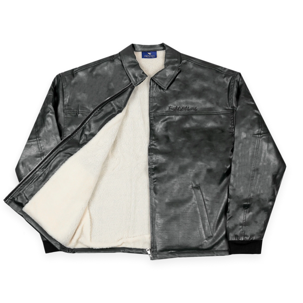 Frosted Leather Jacket Solid Black