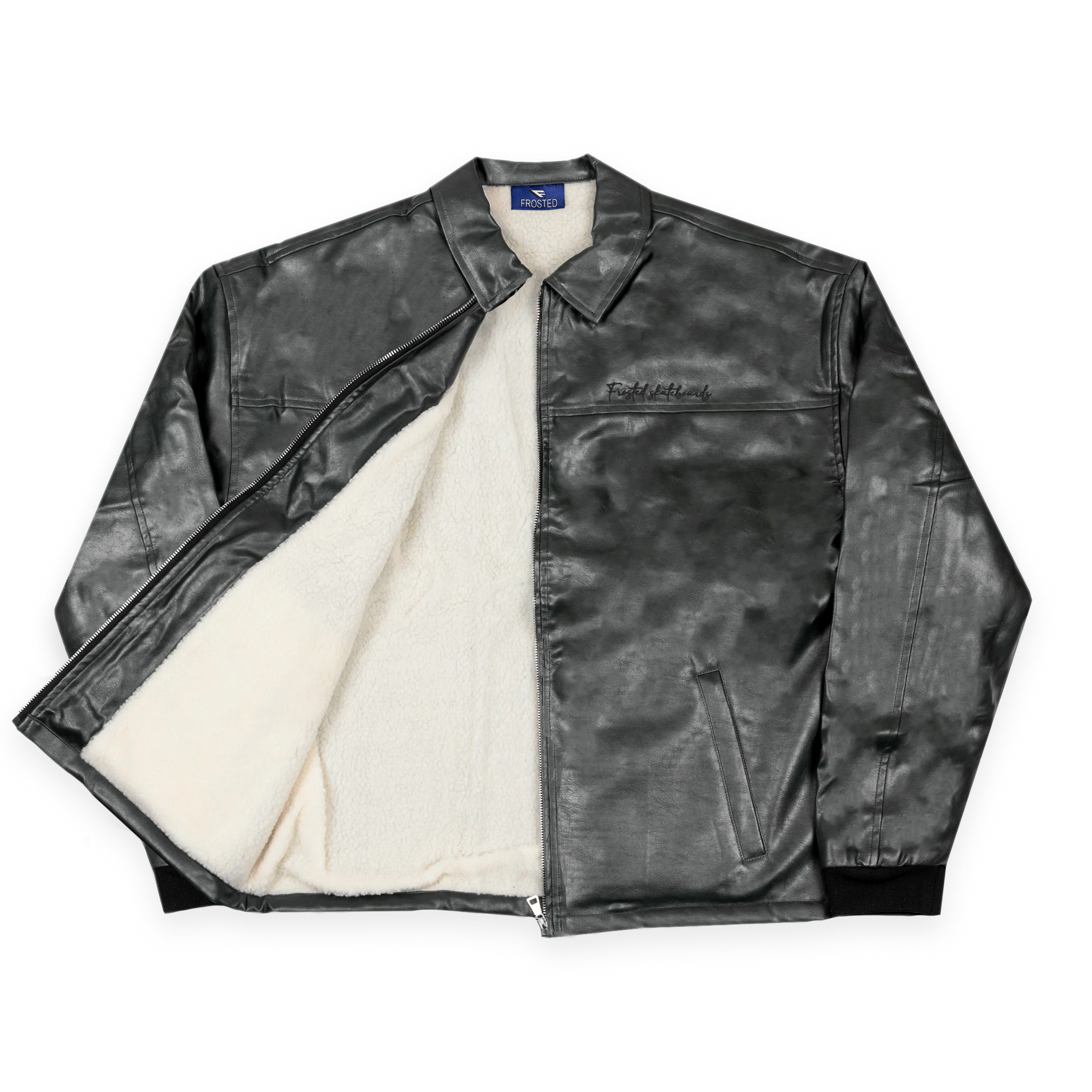 Frosted Leather Jacket Solid Black