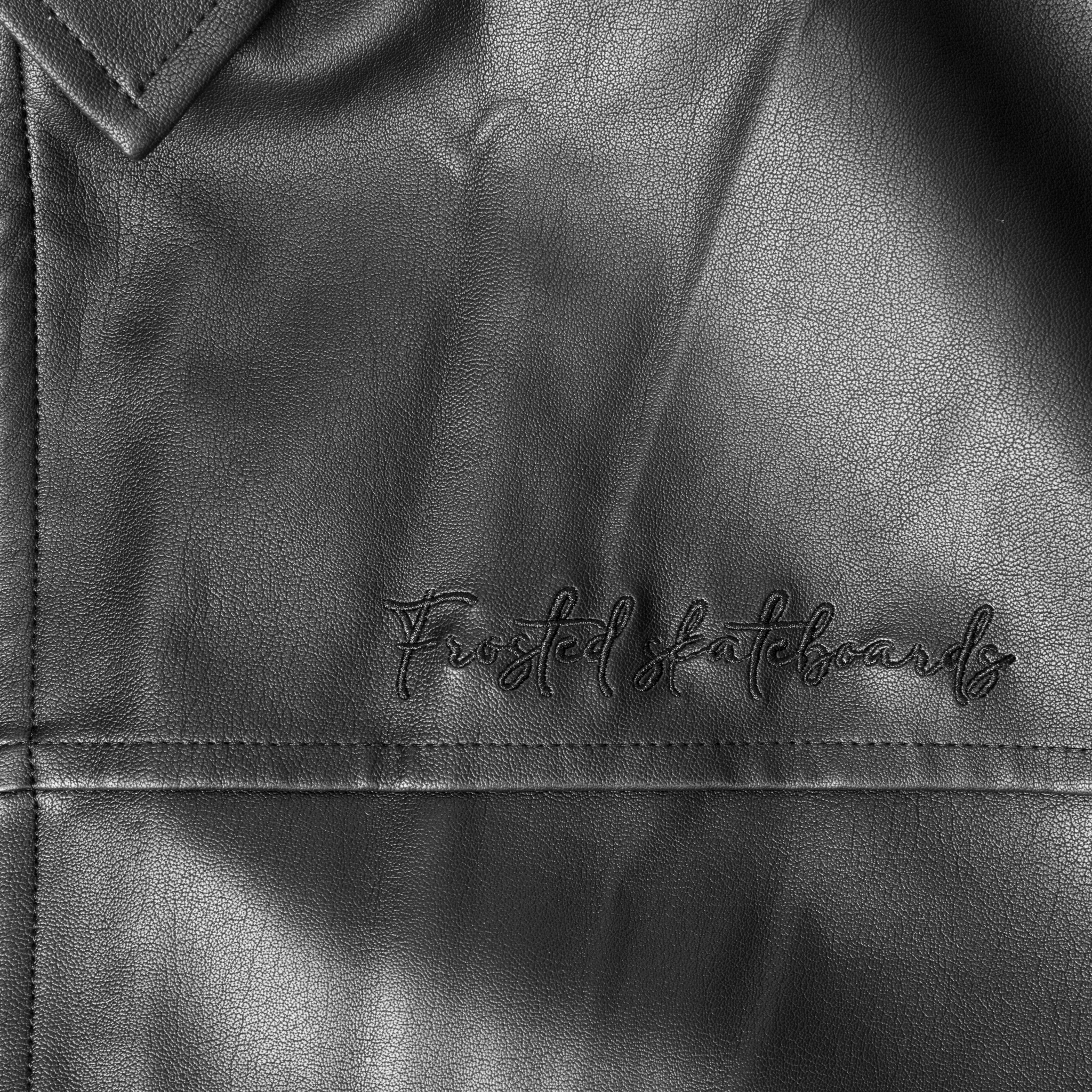 Frosted Leather Jacket Solid Black