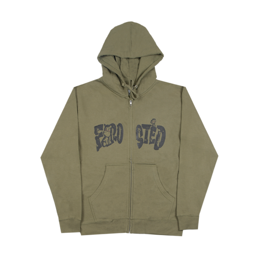 Safari Logo Zip Hoodie Olive Green